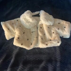 Infant Girl Faux Fur Embellished Jewel over coat